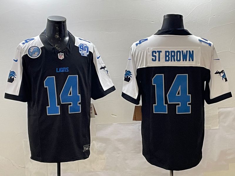 Men Detroit Lions #14 St Brown Black Thanksgiving three generations 2025 Nike Limited NFL Jersey style 5